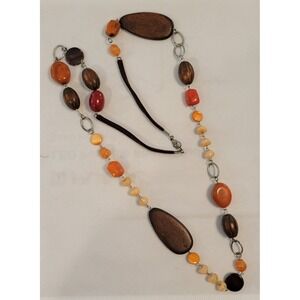 Boho Chic Necklace Wood & Stone Beaded Statement‎ Jewelry